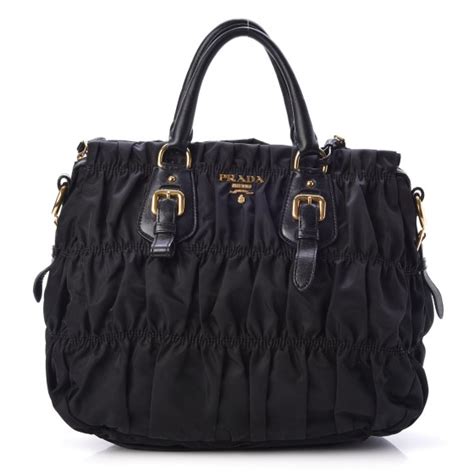 PRADA Tessuto Nylon Gaufre Shopping Satchel Black